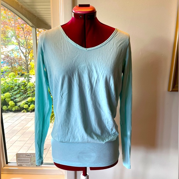 PALE TURQUOISE LOLË LONG SLEEVED TOP - Picture 1 of 10